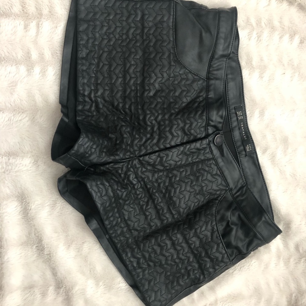 Zara Black Leather Shorts